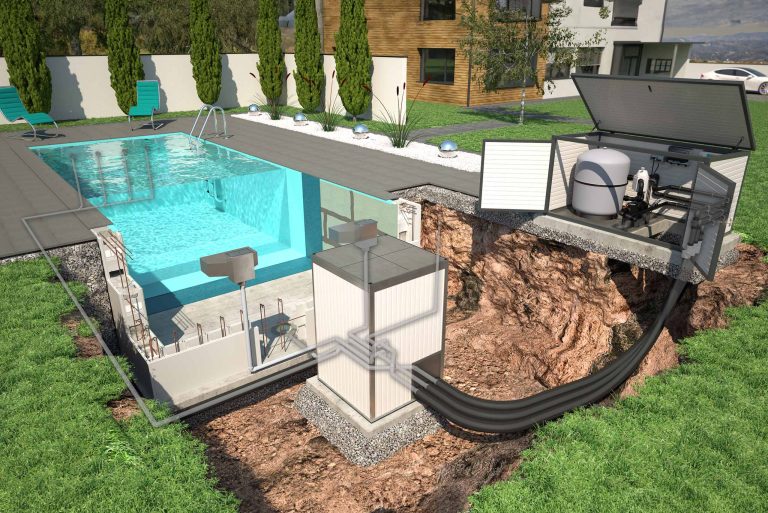 Styroporpool 3d Zeichnung mit Filterbox