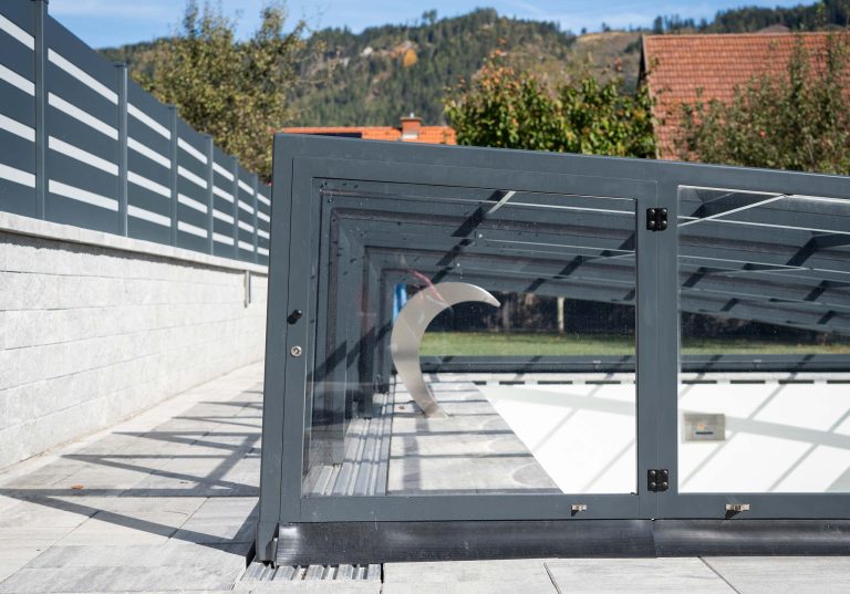 Designer Poolüberdachung Avantgarde, Detailansicht