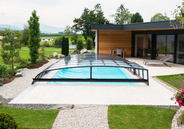 Poolüberdachung Edition mit einseitiger Laufschiene