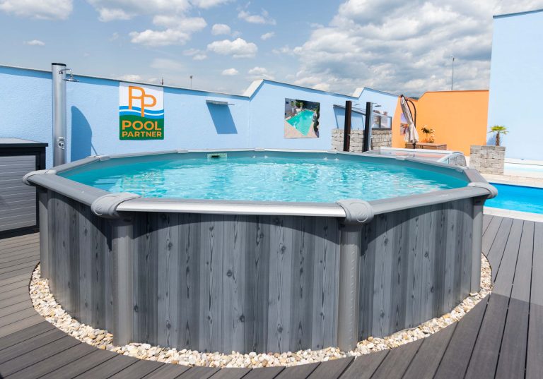 Stahlwandpool freistehend bei Pool Partner - Rundbecken aus der Serie Greywood