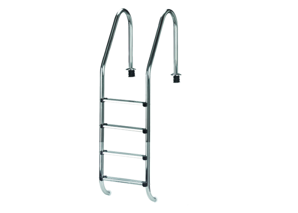 Edelstahlleiter 4-stufig breit